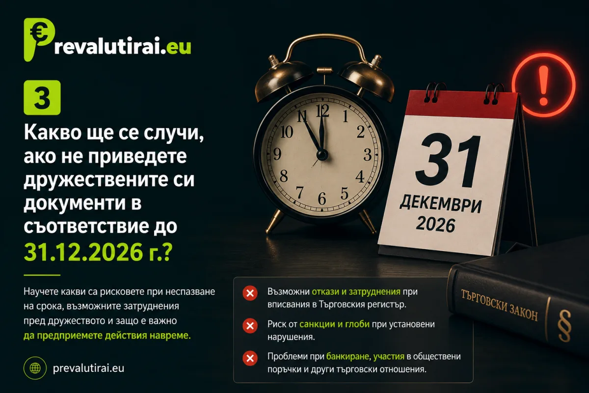Какво ще се случи, ако не приведете дружествените си документи в съответствие до 31.12.2026 г.?